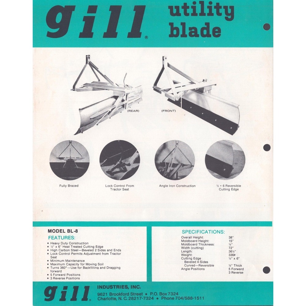 Vintage Gill Industries Utility Blade Cultivator Handy-Hauler Sales Brochure